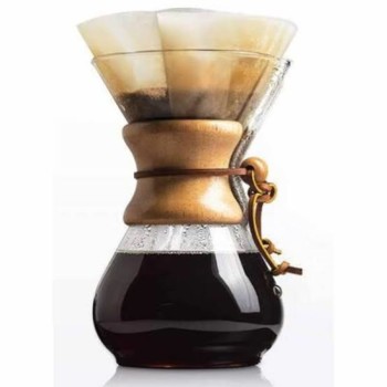 Ahşap Boyunlu Chemex Demleme Ekipmanı (4-6 fincan/600ml)